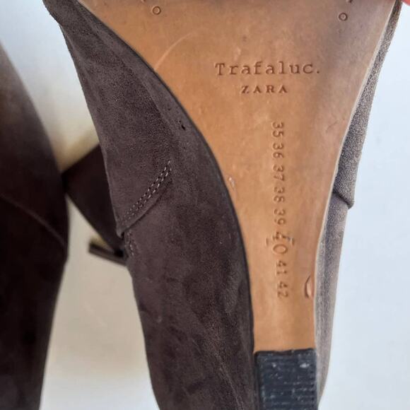 Zara Trafaluc Wedge Womens Ankle Boot Size 40 (9) Gray Faux Suede Zipper 7127 - Picture 10 of 14